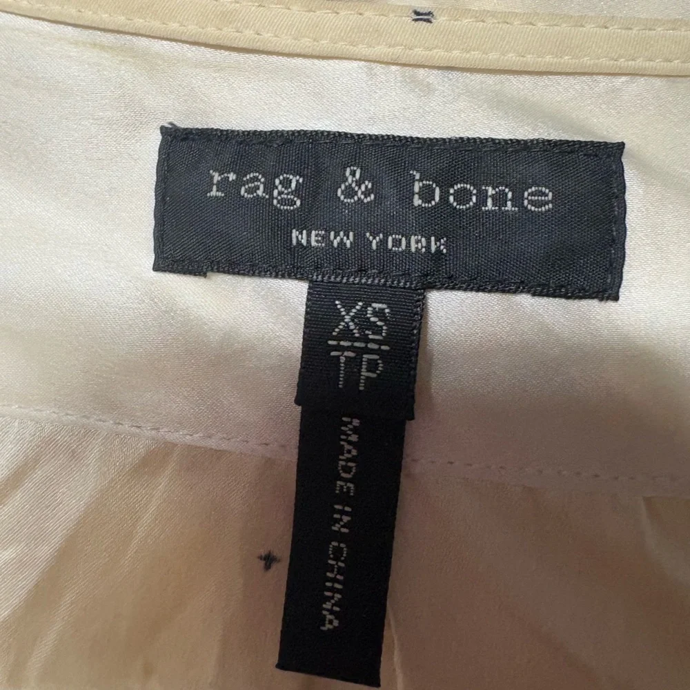 rag & bone silk drape Wrap victor Blouse Long Sleeves cream black womens size xs - Picture 5 of 8